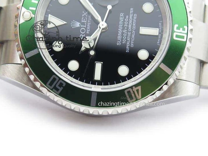 MiroTime 0523 SoftTouch Submariner 16610LV SS Green Metal Bezel JF 1:1 Best Edition Black Dial On SS Bracelet SH 3755